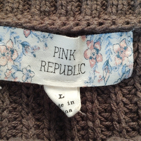Pink Republic Khaki-Green Chunky knit sweater Sz Sm - Picture 6 of 7